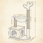 Cactus Cat Tree with Large Condo, Hammock & Dangling Ball