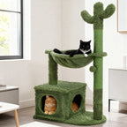 Cactus Cat Tree with Large Condo, Hammock & Dangling Ball