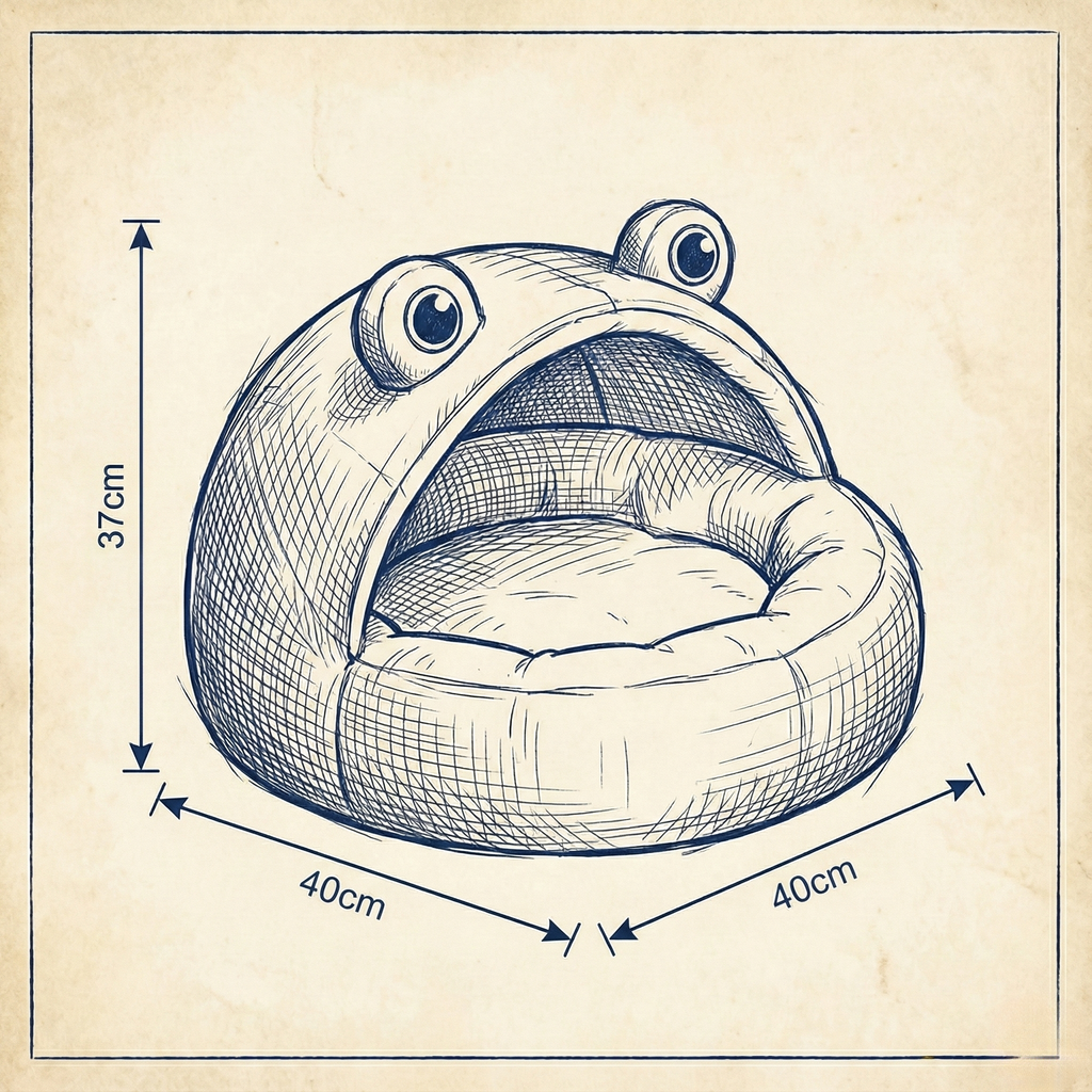 Frog-Shaped Plush Cat House