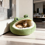 Frog-Shaped Plush Cat House