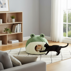 Frog-Shaped Plush Cat House