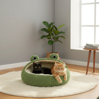 Frog-Shaped Plush Cat House