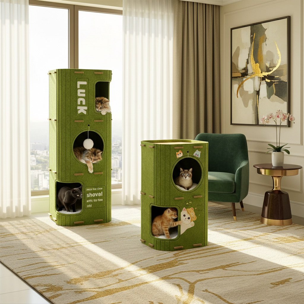 Three-Story Felt Cat Tree